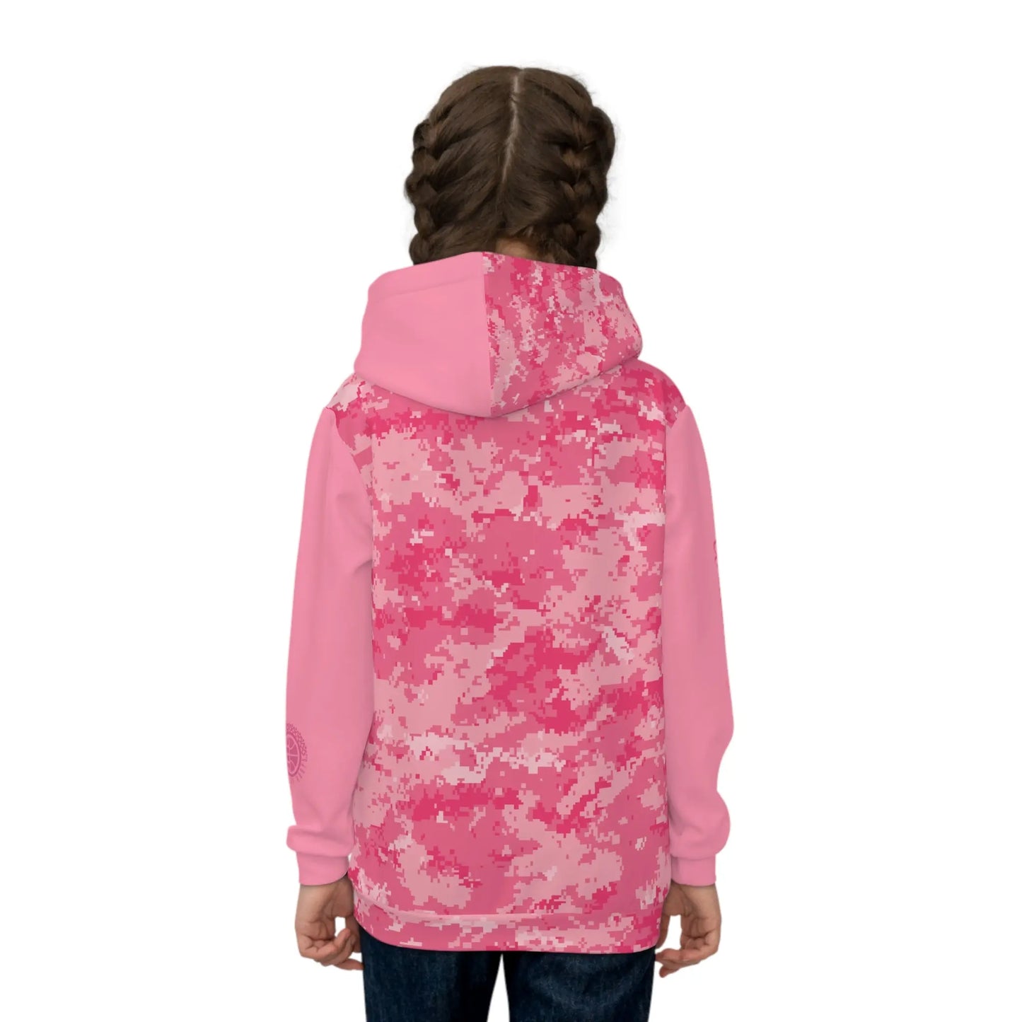 Camo in Pink Youth Hoodie Printify