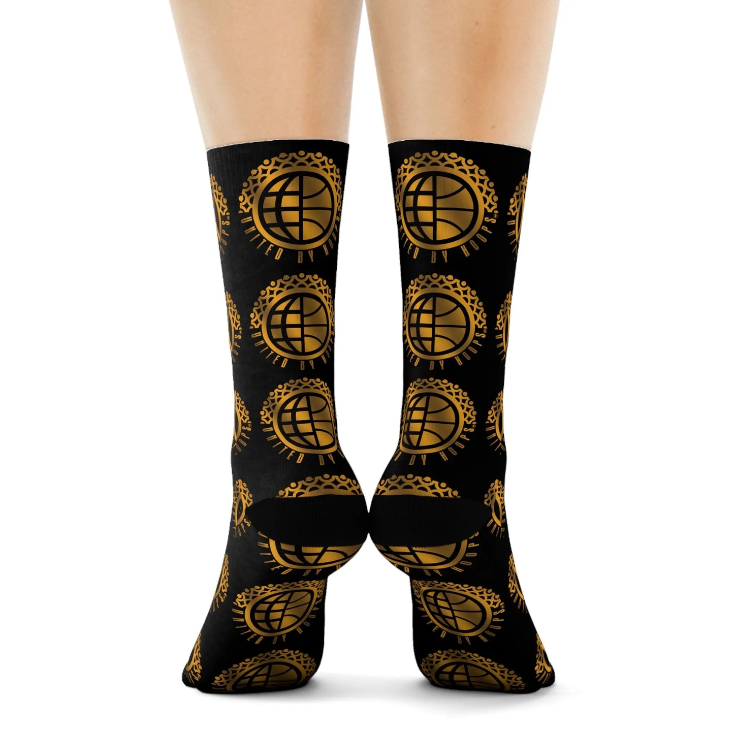 Black/Gold UBH Crew Socks Printify