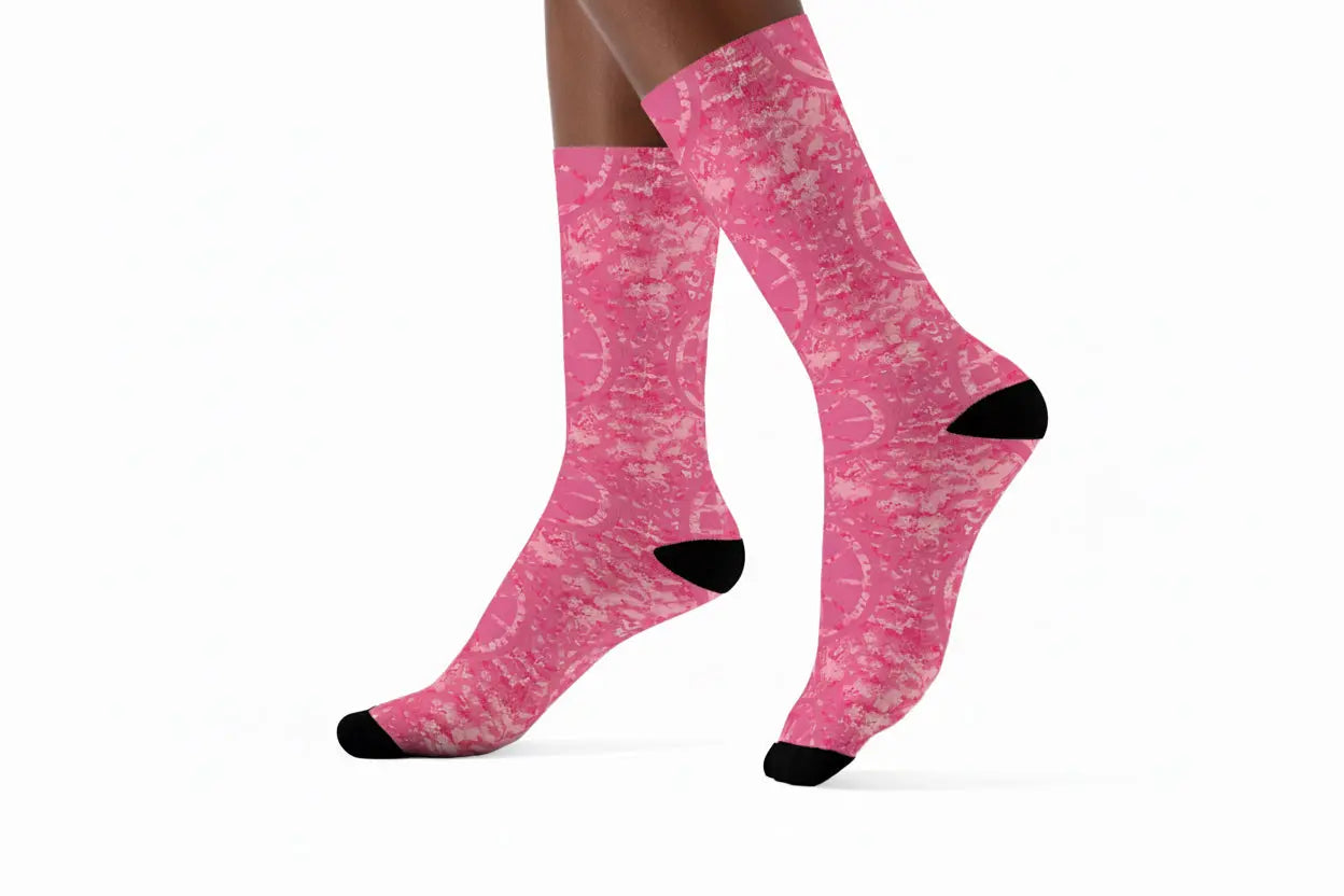 United By Hoops Camo Pink Unisex Socks Printify