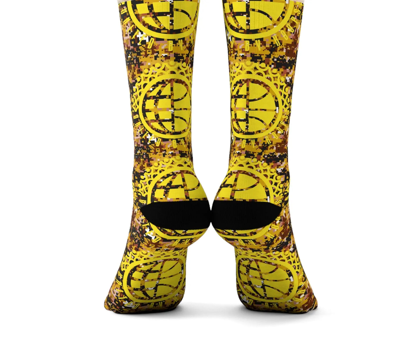 UBH Yellow Camo Crew Socks Printify