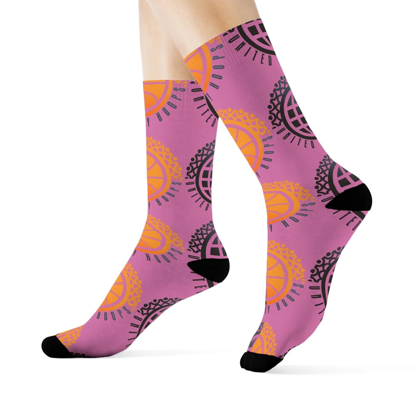 United By Hoops Pink O.G. Unisex Crew Socks Printify