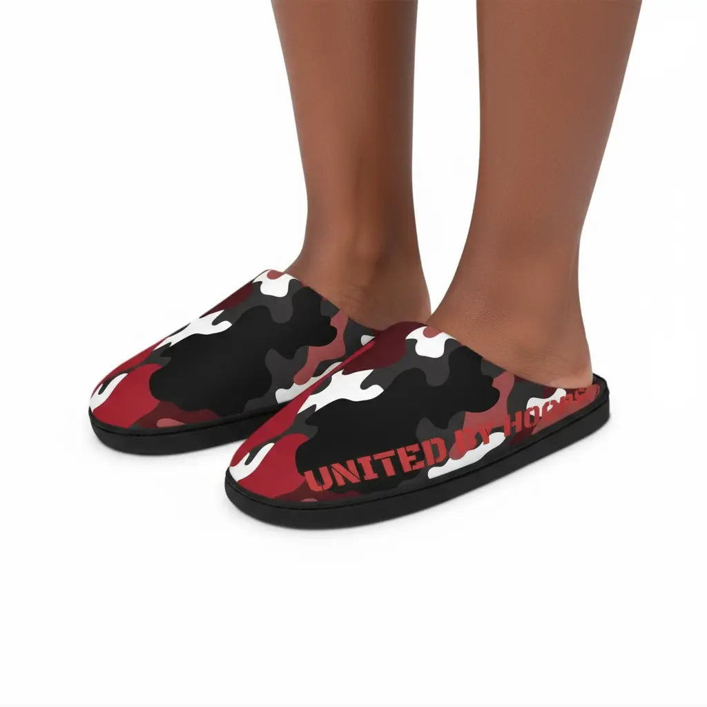 Red Camo Indoor Slippers Printify