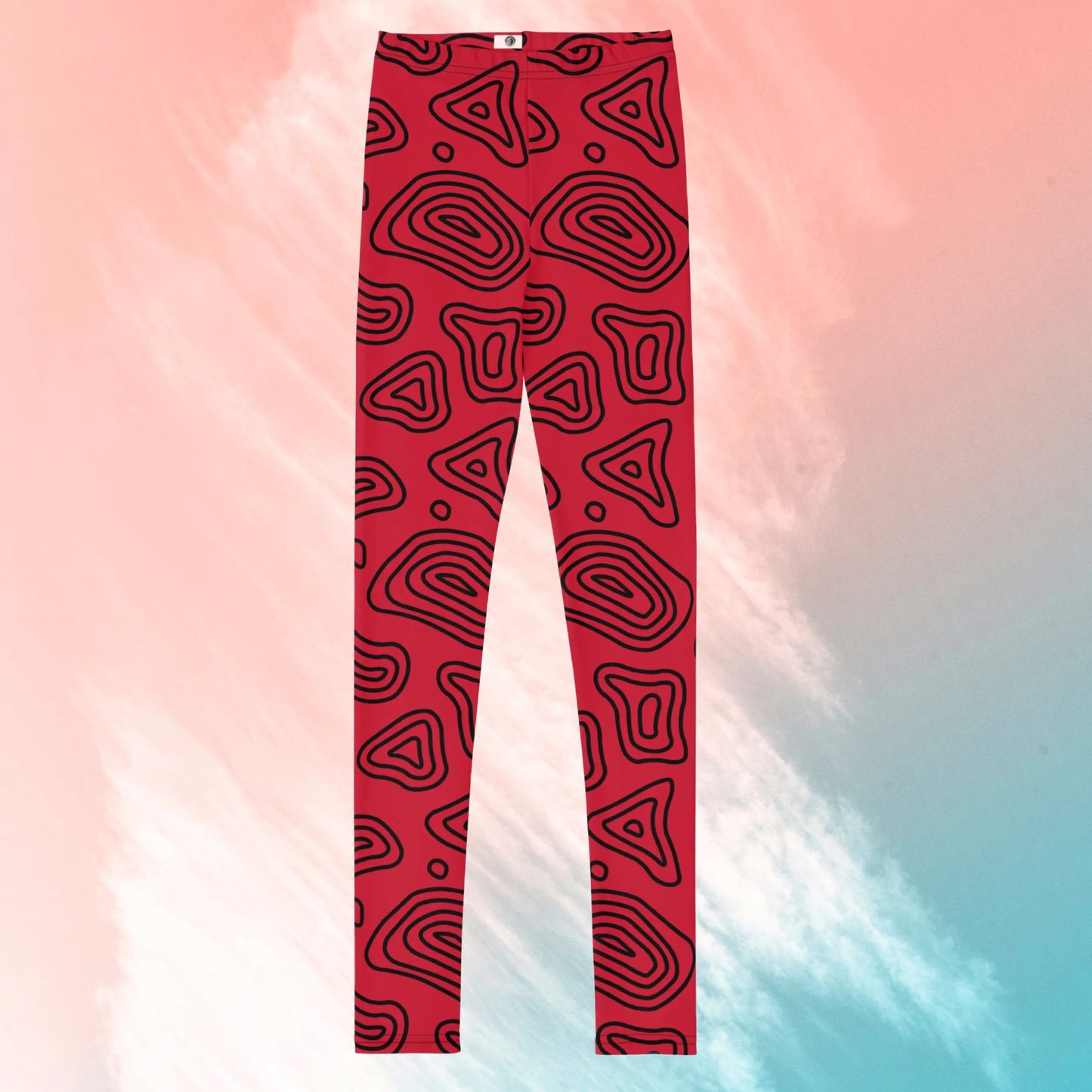 Red 'n' Black Abstract Youth Leggings United By Hoops