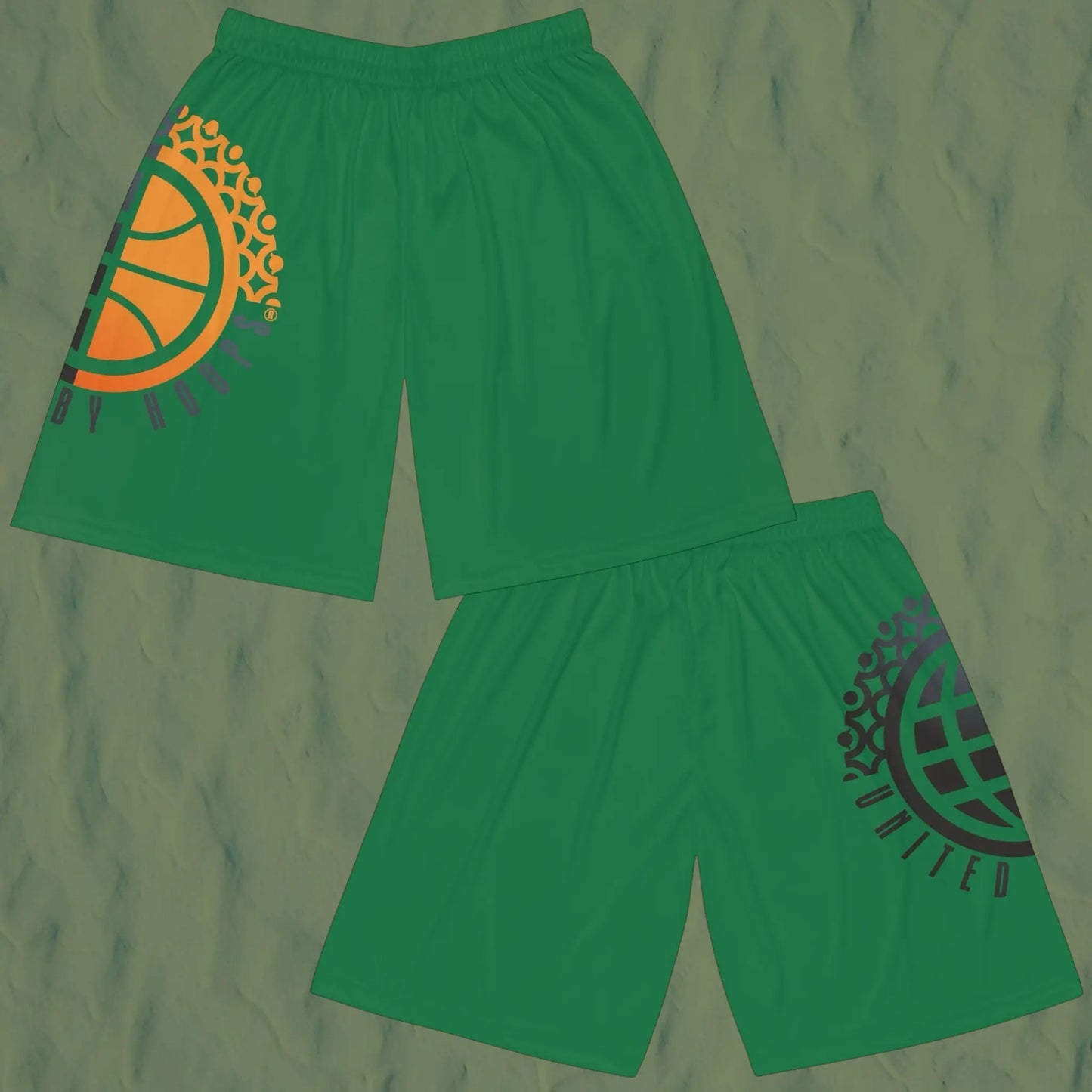 United By Hoops Dark Green Basketball Shorts Printify