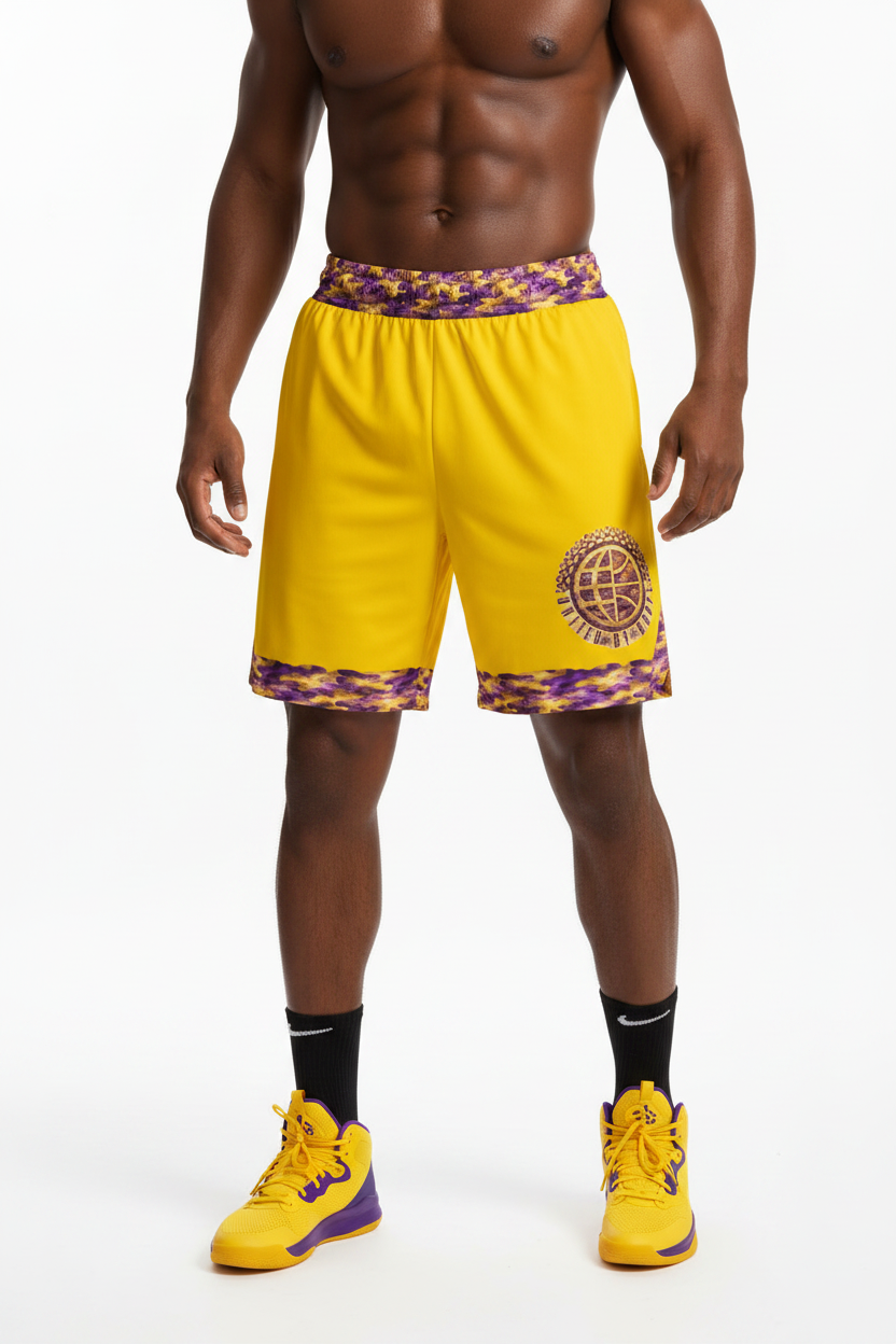 Fused Purp & Gold Camo Unisex cotton long short United By Hoops, LLC