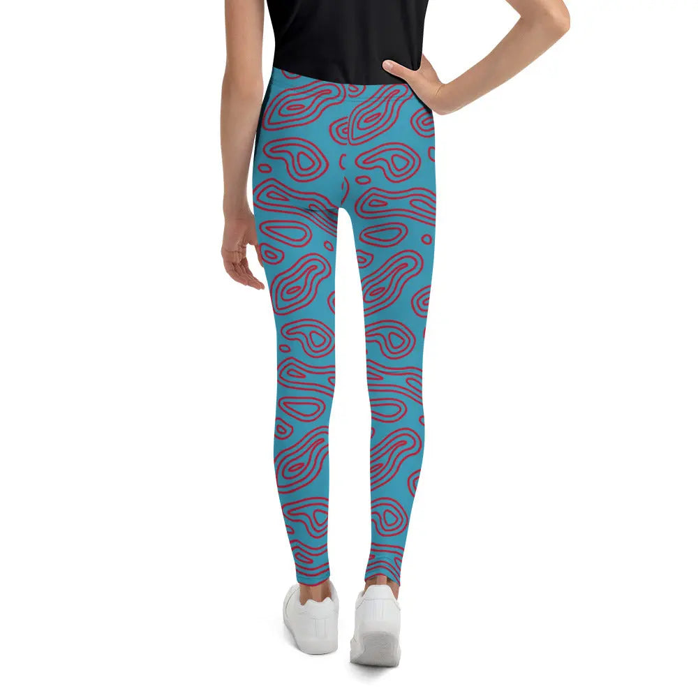 Blue 'n' Red Abstract Youth Leggings United By Hoops