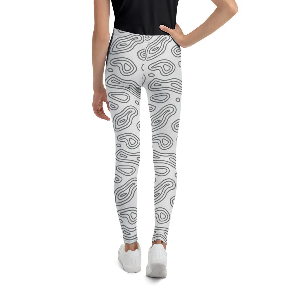 Grey on Grey Abstract Youth Leggings United By Hoops