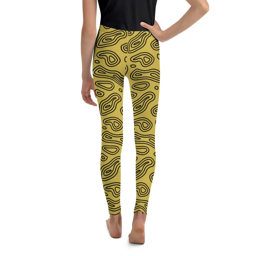 Gold 'n' Black Abstract Youth Leggings United By Hoops