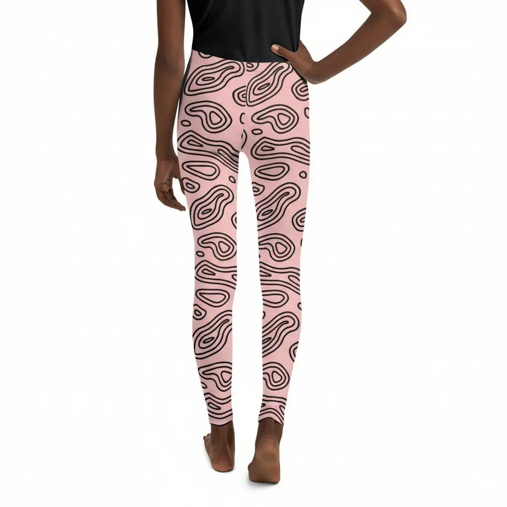 Pink 'n' Black Abstract Youth Leggings United By Hoops