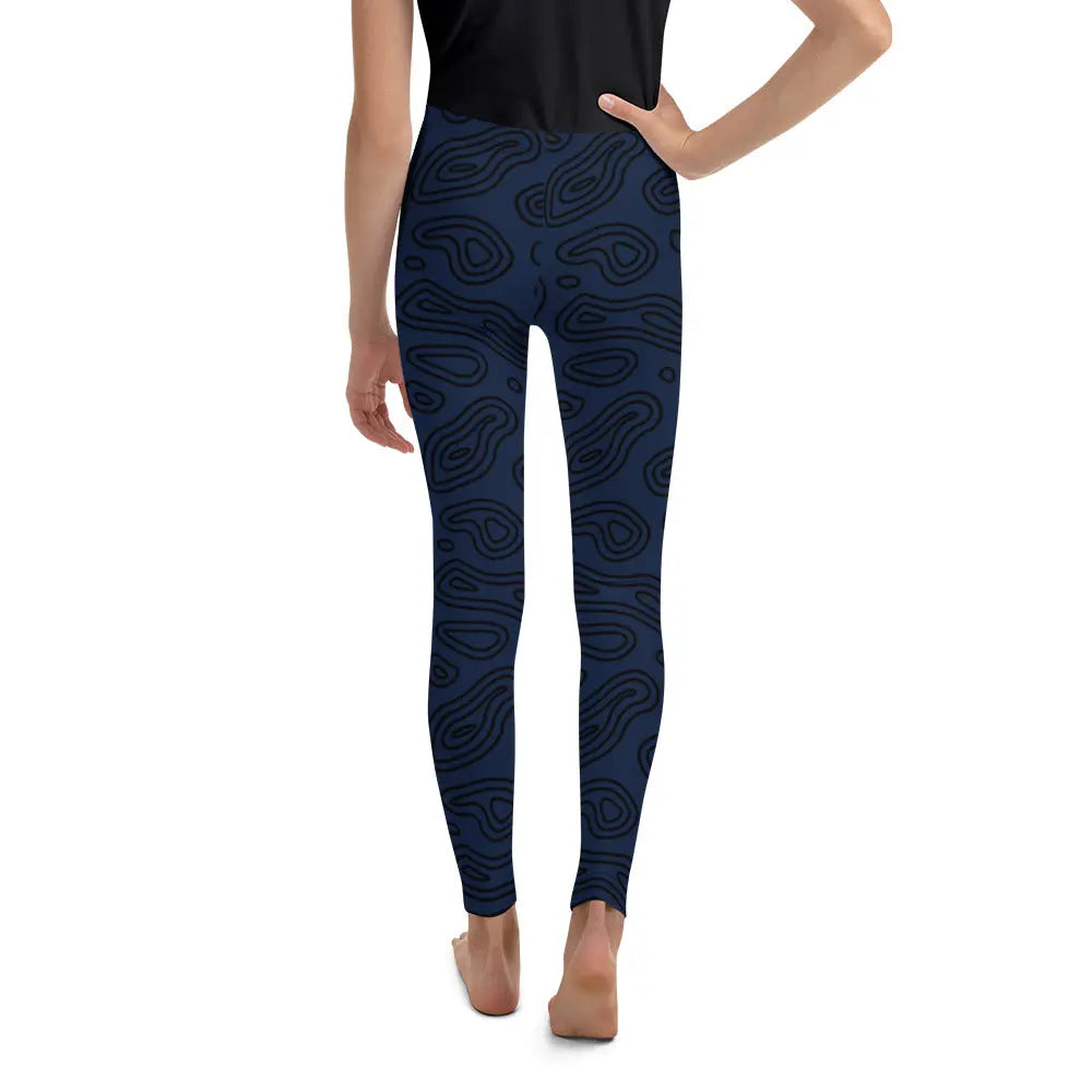 Navy 'n' Black Abstract Youth Leggings United By Hoops