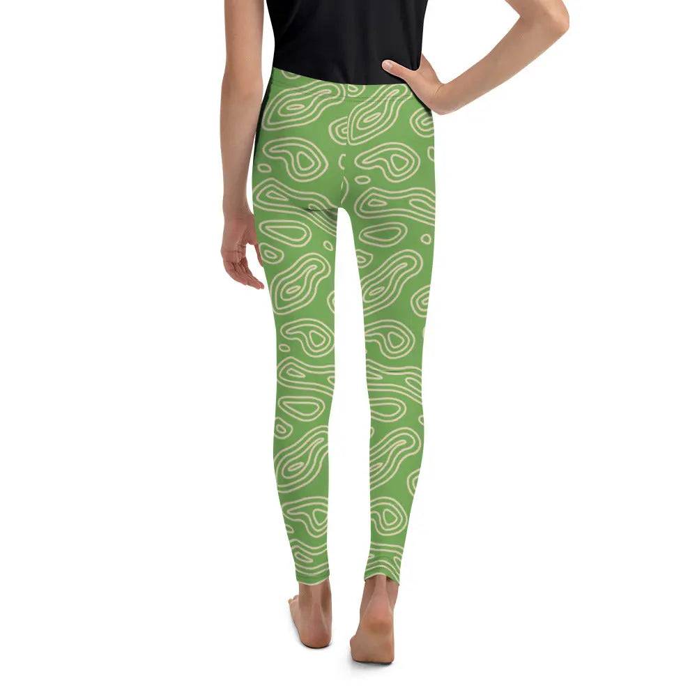Green 'n' Tan Abstract Youth Leggings United By Hoops