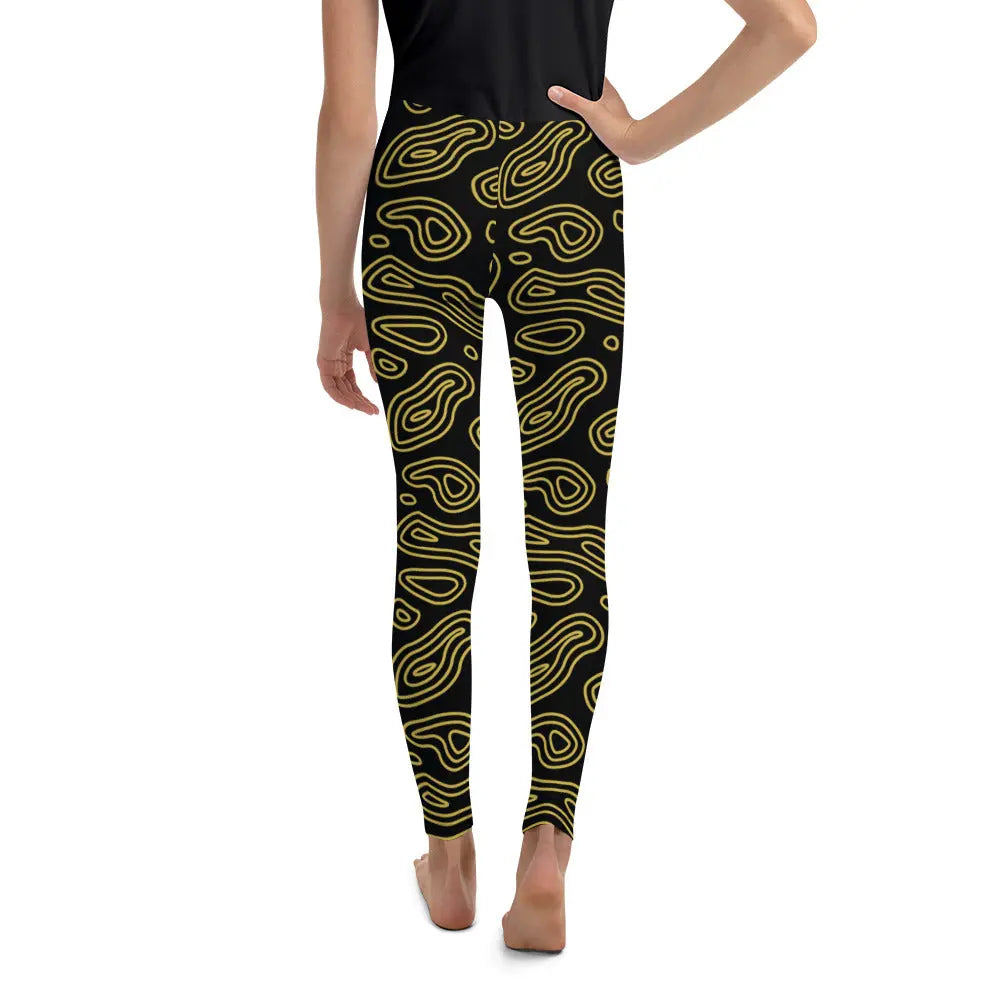 Black 'n' Gold Abstract Youth Leggings United By Hoops