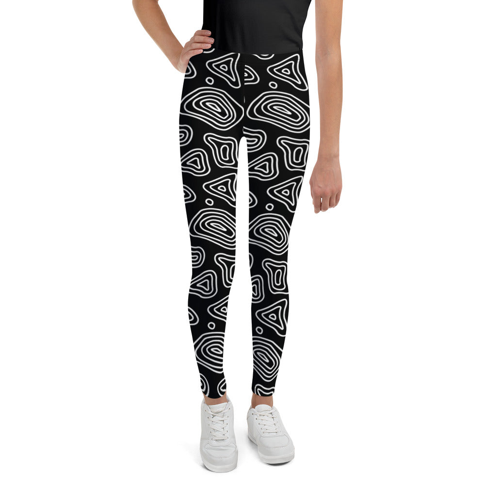 Black 'n' White Abstract Youth Leggings