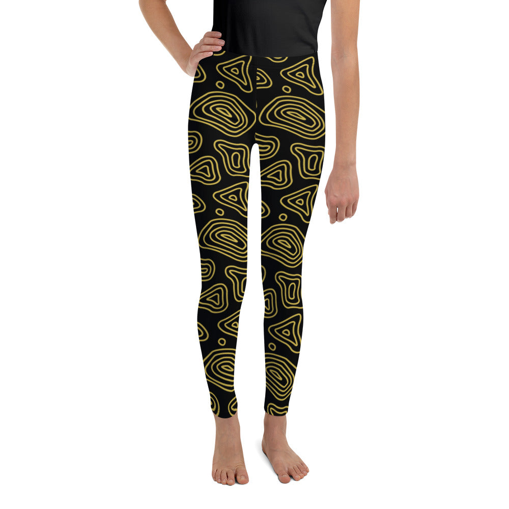 Black 'n' Gold Abstract Youth Leggings
