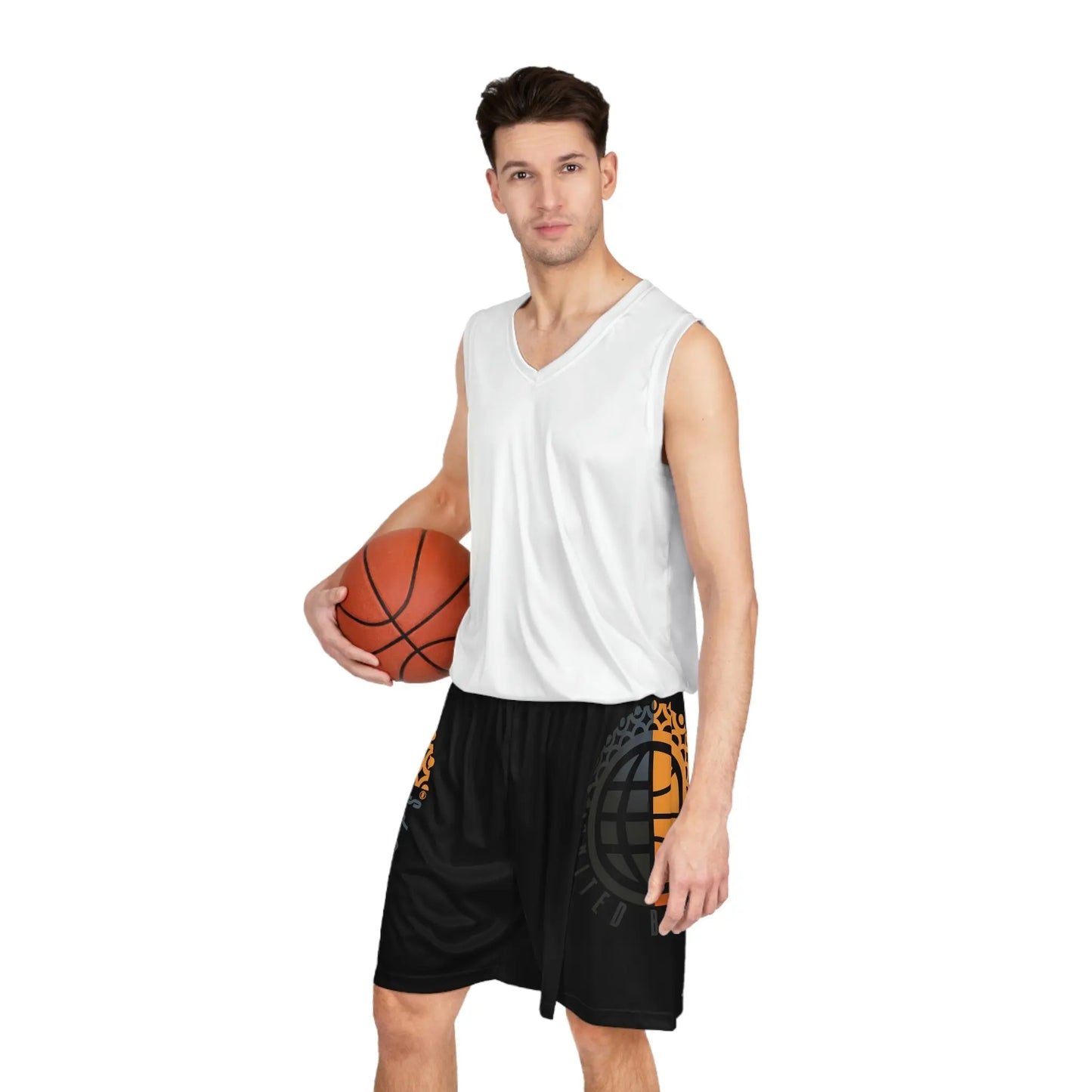 United By Hoops Unisex Basketball Shorts Black Printify