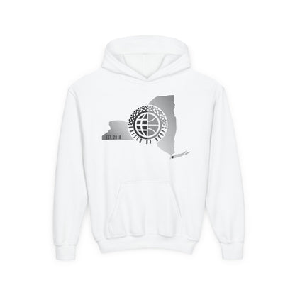 NYC United By Hoops Vintage Grey Youth Unisex Hoodie Printify