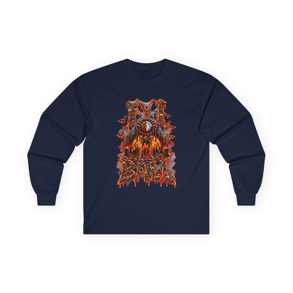 F.Y.I. I Ball Halloween Unisex Adult Cotton Long Sleeve Tee Printify