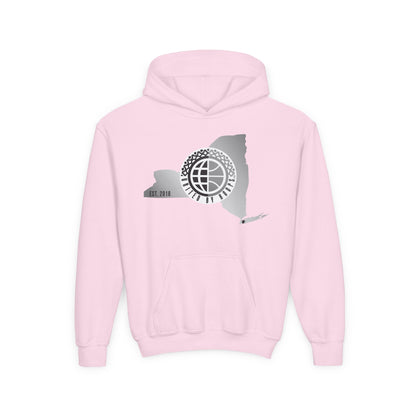 NYC United By Hoops Vintage Grey Youth Unisex Hoodie Printify