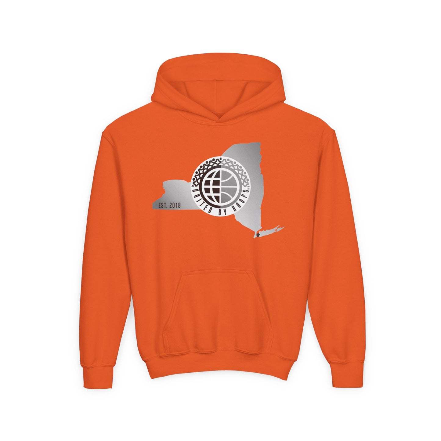 NYC United By Hoops Vintage Grey Youth Unisex Hoodie Printify