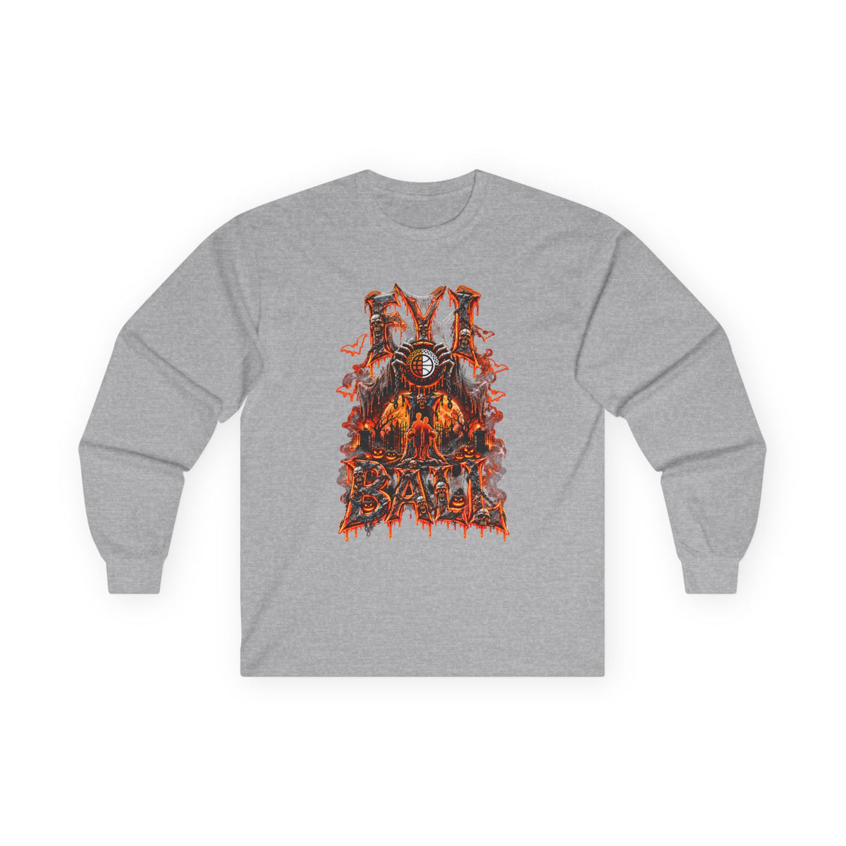 F.Y.I. I Ball Halloween Unisex Adult Cotton Long Sleeve Tee Printify