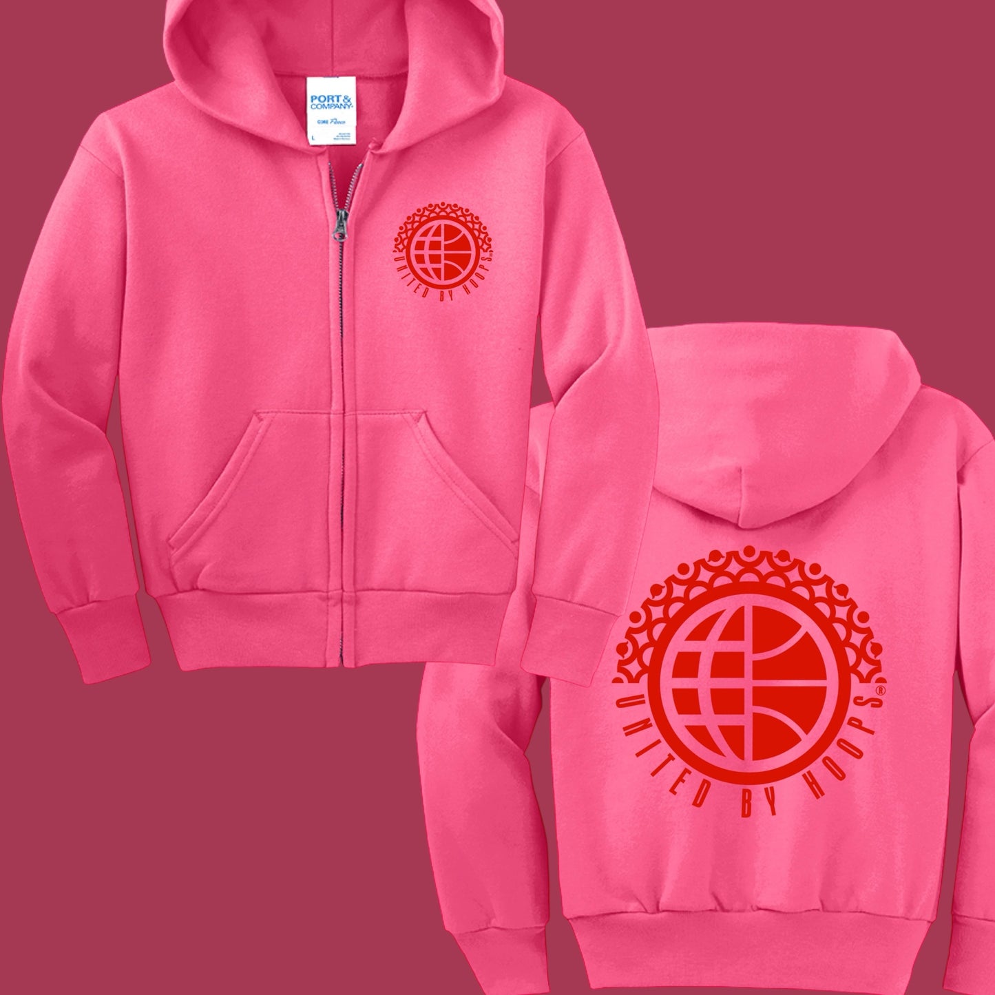 UBH Red Zip Youth Hoodie