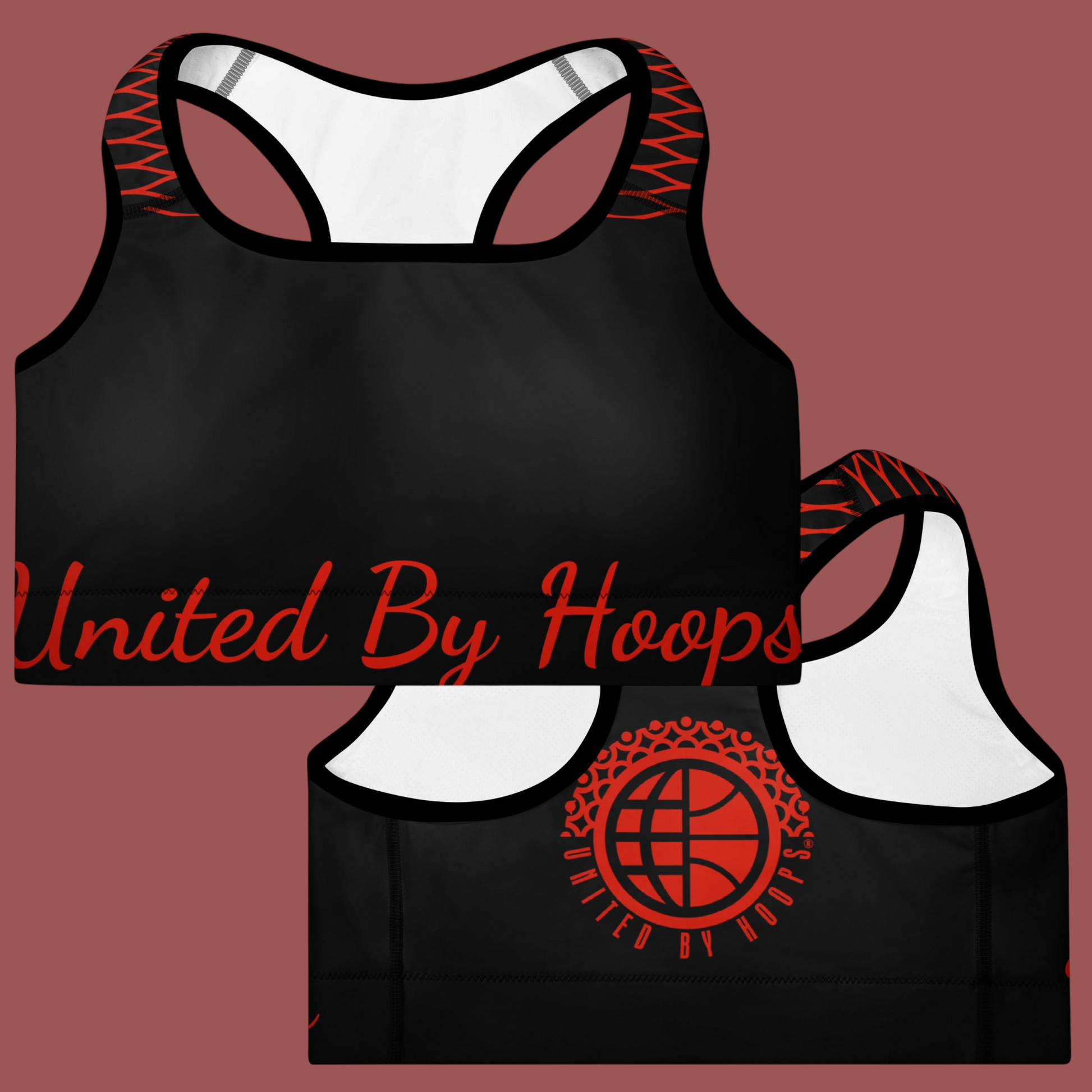 Scripted Net Red Padded Sports Bra United By Hoops, LLC