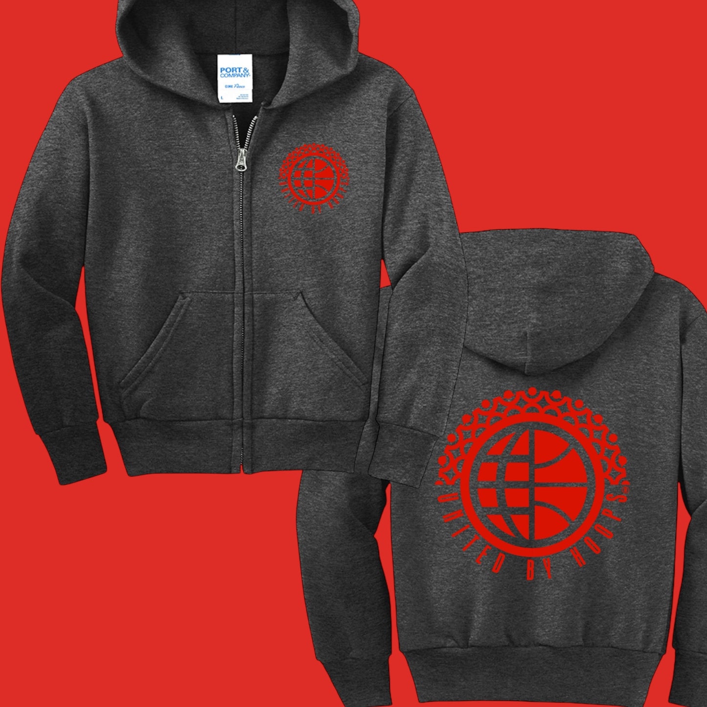 UBH Red Zip Youth Hoodie