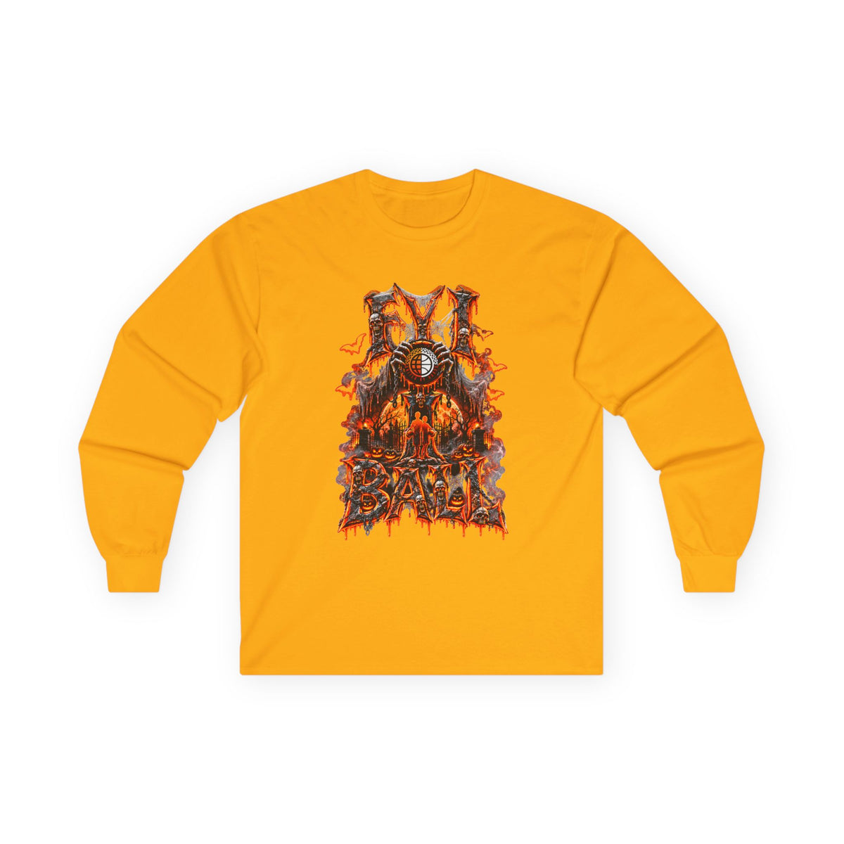 F.Y.I. I Ball Halloween Unisex Adult Cotton Long Sleeve Tee Printify