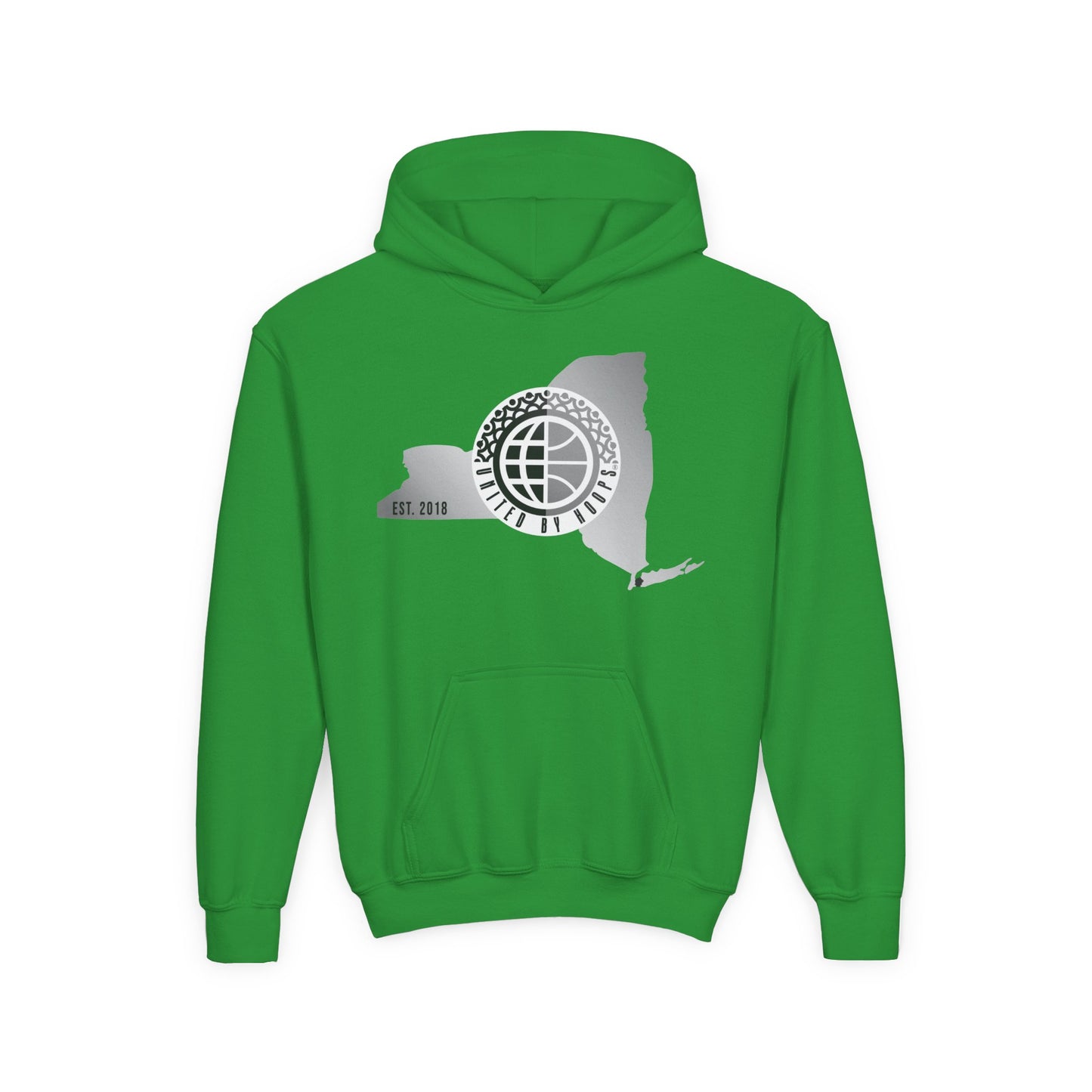 NYC United By Hoops Vintage Grey Youth Unisex Hoodie Printify