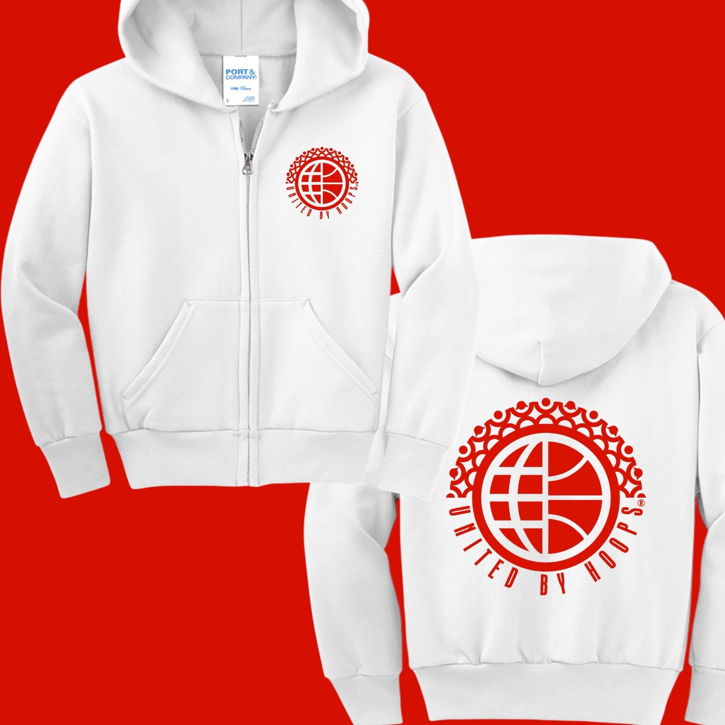 UBH Red Zip Youth Hoodie