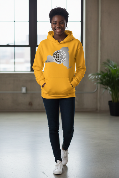 NYC United By Hoops Vintage Grey Youth Unisex Hoodie Printify