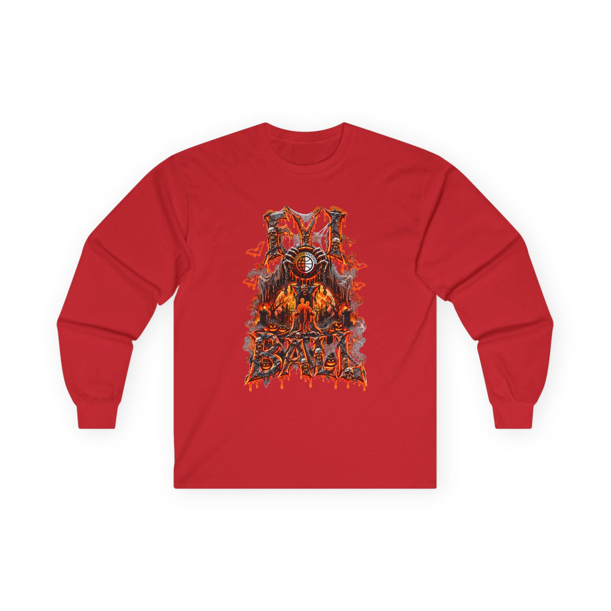 F.Y.I. I Ball Halloween Unisex Adult Cotton Long Sleeve Tee Printify