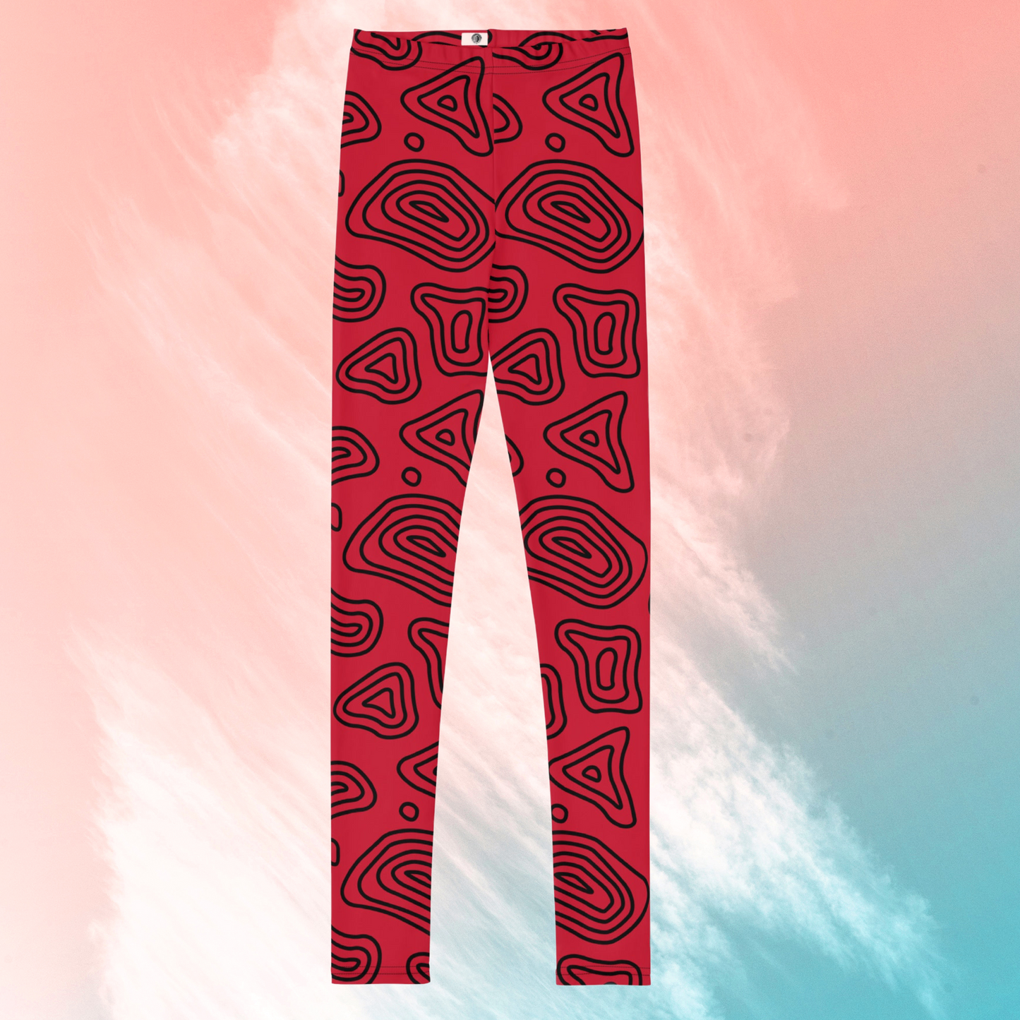 Red 'n' Black Abstract Youth Leggings