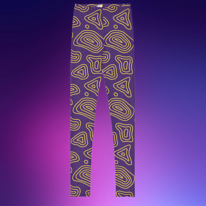 Purple 'n' Gold Abstract Youth Leggings