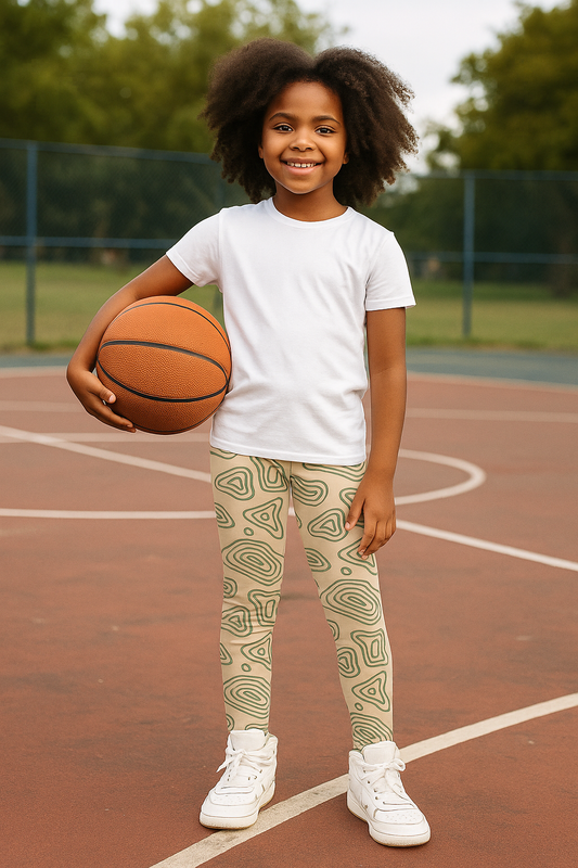 Camo Green Abstract Youth Leggings