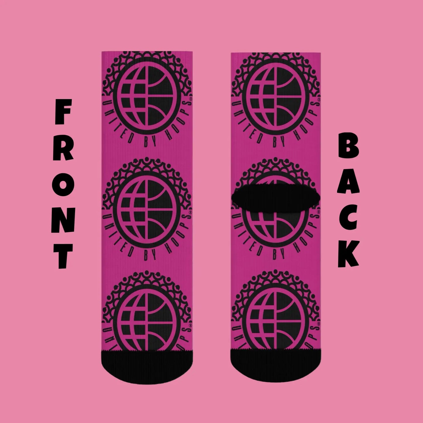 United By Hoops Pink 'n' Black Unisex Socks Printify