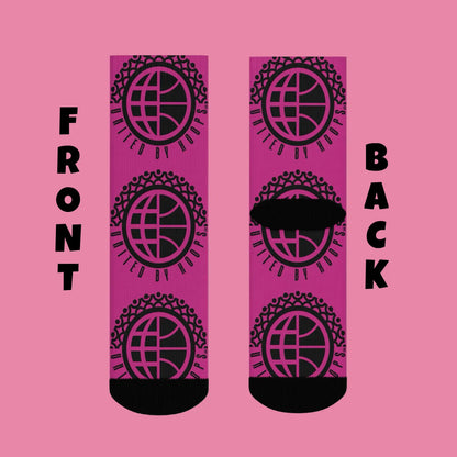 United By Hoops Pink 'n' Black Unisex Socks Printify