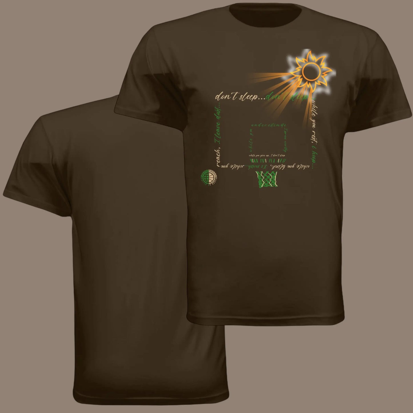Don't Sleep Green & Tan Unisex Tee United By Hoops, LLC