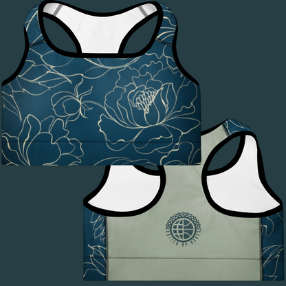 Floral Blue Padded Sports Bra United By Hoops, LLC