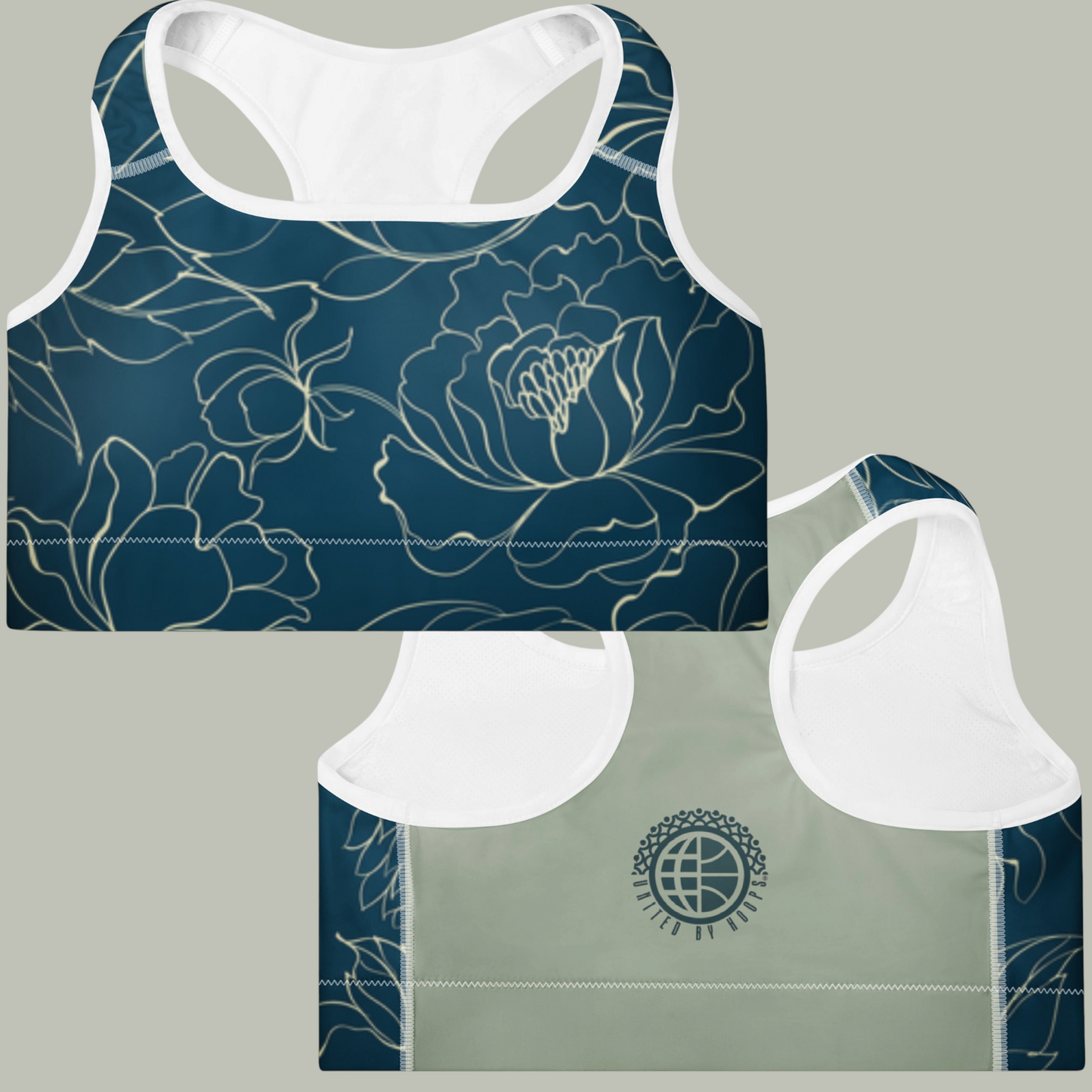 Floral Blue Padded Sports Bra United By Hoops, LLC