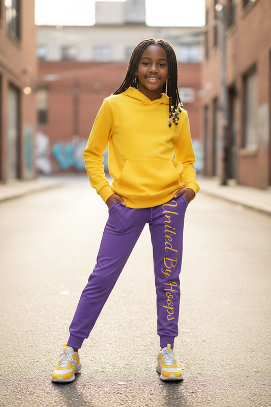Scripted Purp 'n' Gold Youth Joggers Printify