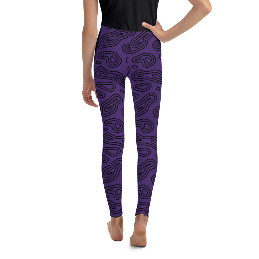 Purple 'n' Black Abstract Youth Leggings