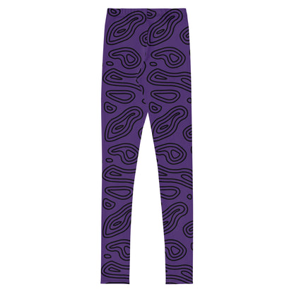 Purple 'n' Black Abstract Youth Leggings