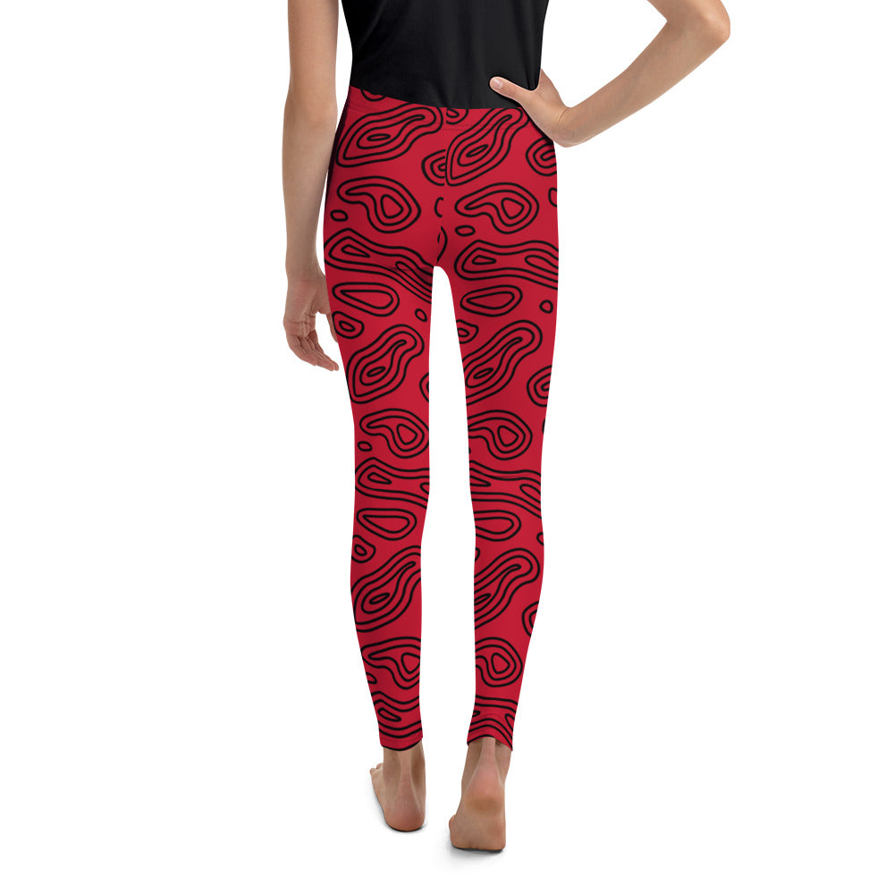 Red 'n' Black Abstract Youth Leggings