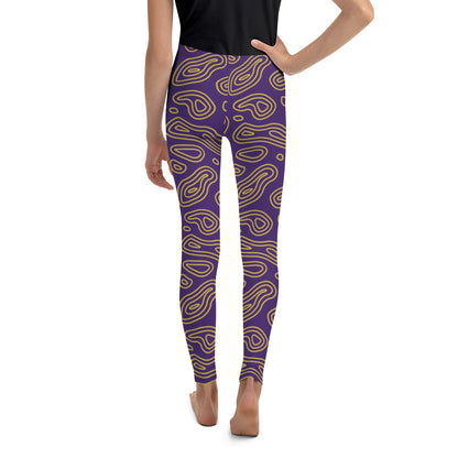 Purple 'n' Gold Abstract Youth Leggings