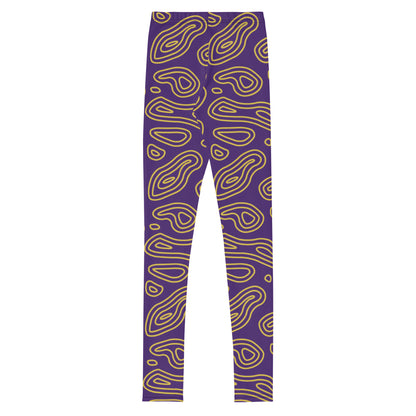 Purple 'n' Gold Abstract Youth Leggings