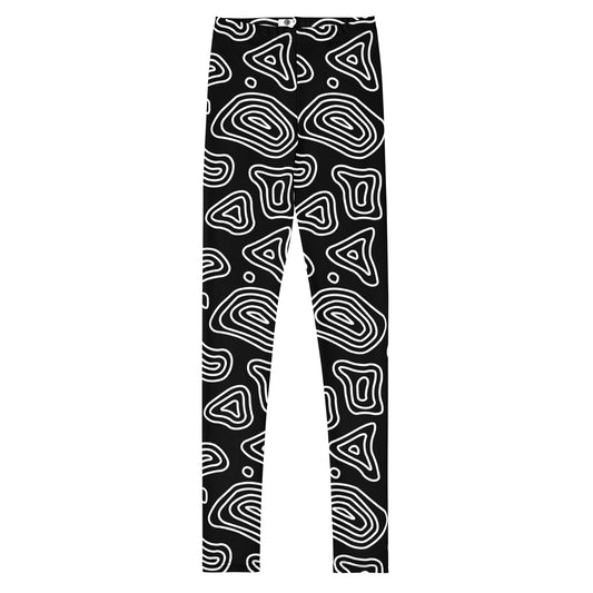 Black 'n' White Abstract Youth Leggings