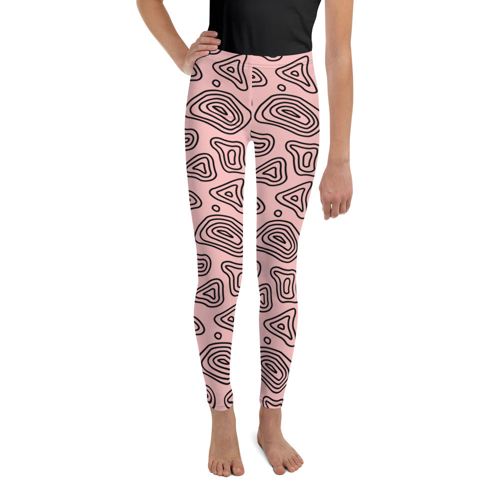 Pink 'n' Black Abstract Youth Leggings