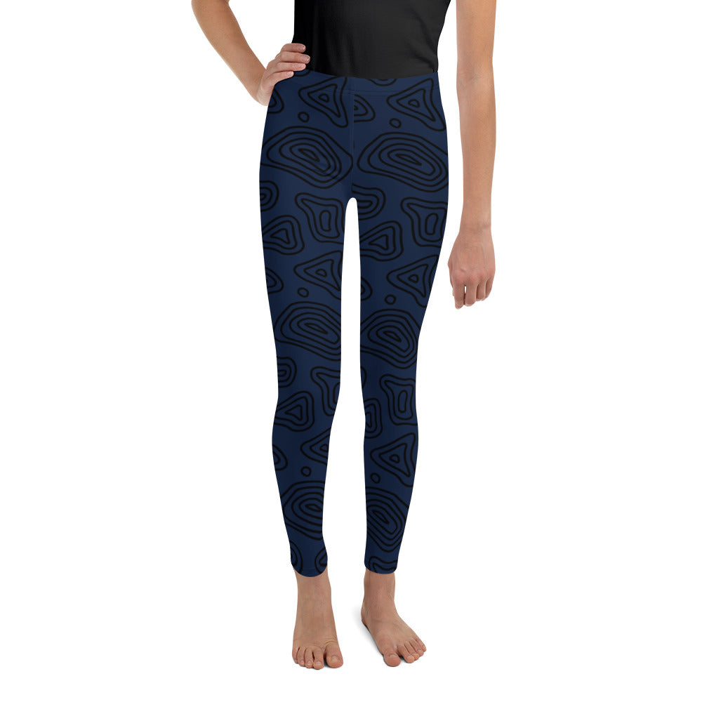 Navy 'n' Black Abstract Youth Leggings