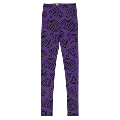 Purple 'n' Black Abstract Youth Leggings